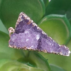 Large Amethyst Pendant, Gold Plated, Purple
